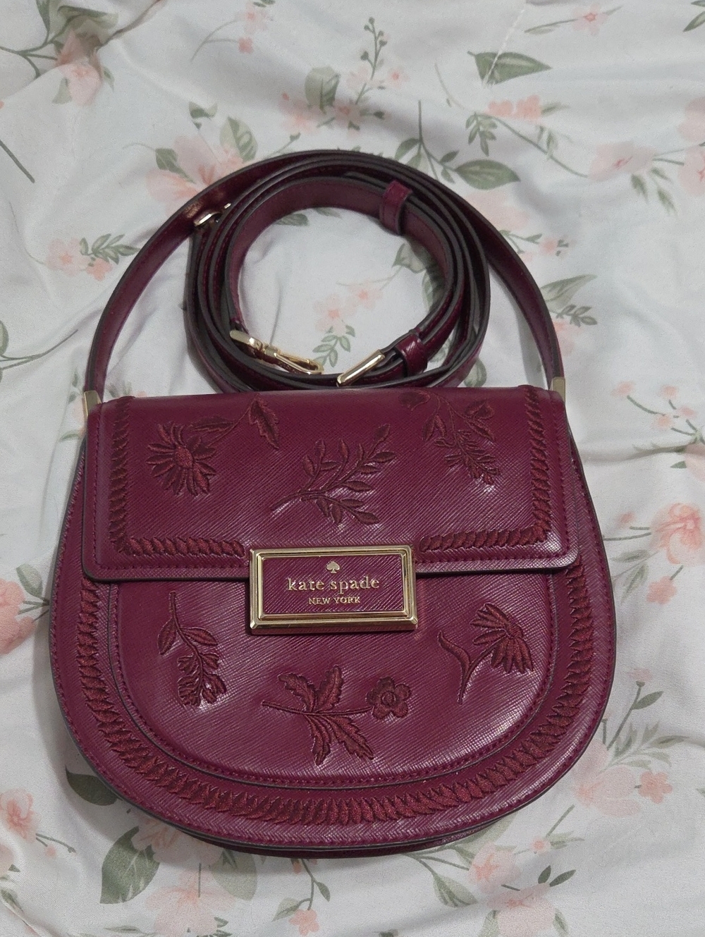 Kate Spade Reegan Botanical Embroidered Saddle Bag